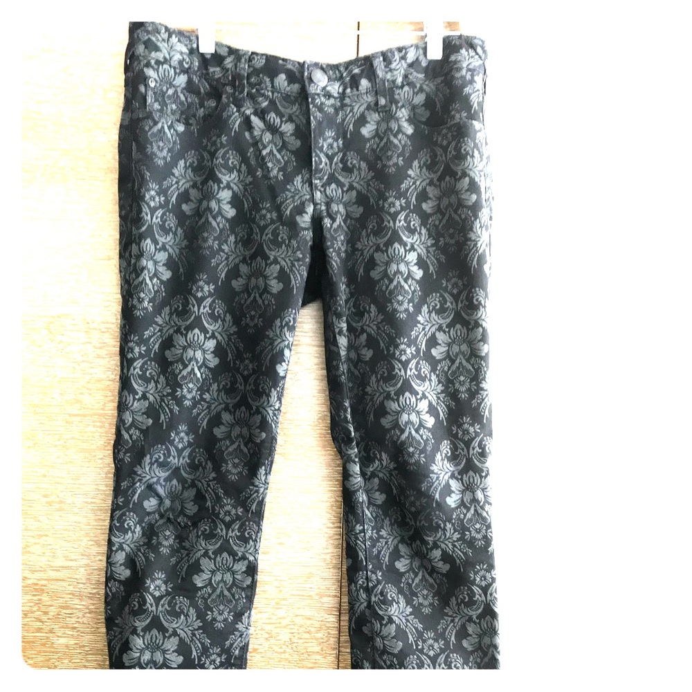Free People Brocade Flocked Skinny Jeans